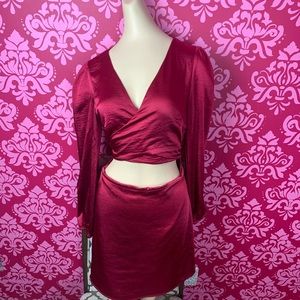 STYLESTALKER ruby satin Maia mini dress. Size small